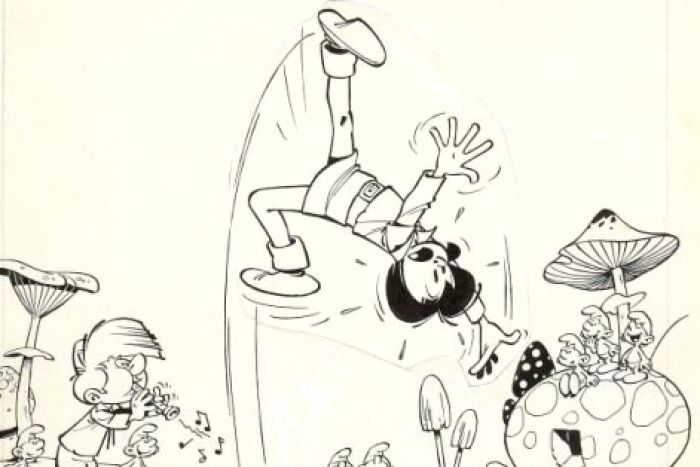700x467 rare early smurf drawings on sale in paris - Smurf Drawing
