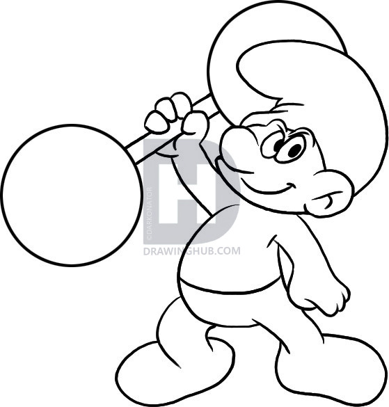559x585 How To Draw Smurfs, Draw A Smurf, Step - Smurf Drawing