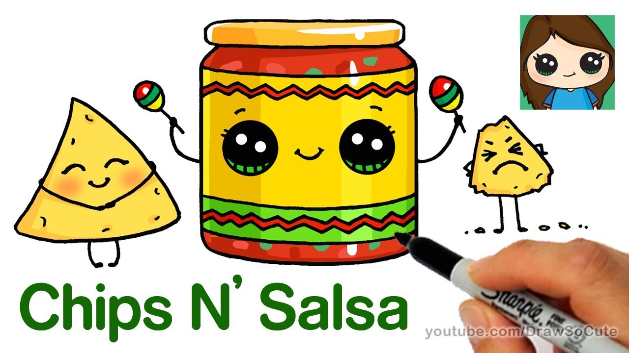 1280x720 how to draw chips and salsa easy cute snack food - Snack Drawing