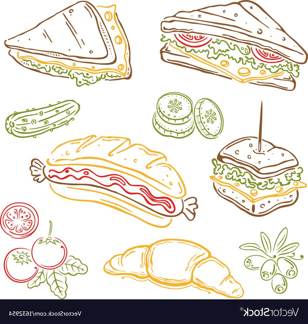 1000x1051 Top Sandwiches Fast Food Snack Vector Free - Snack Drawing