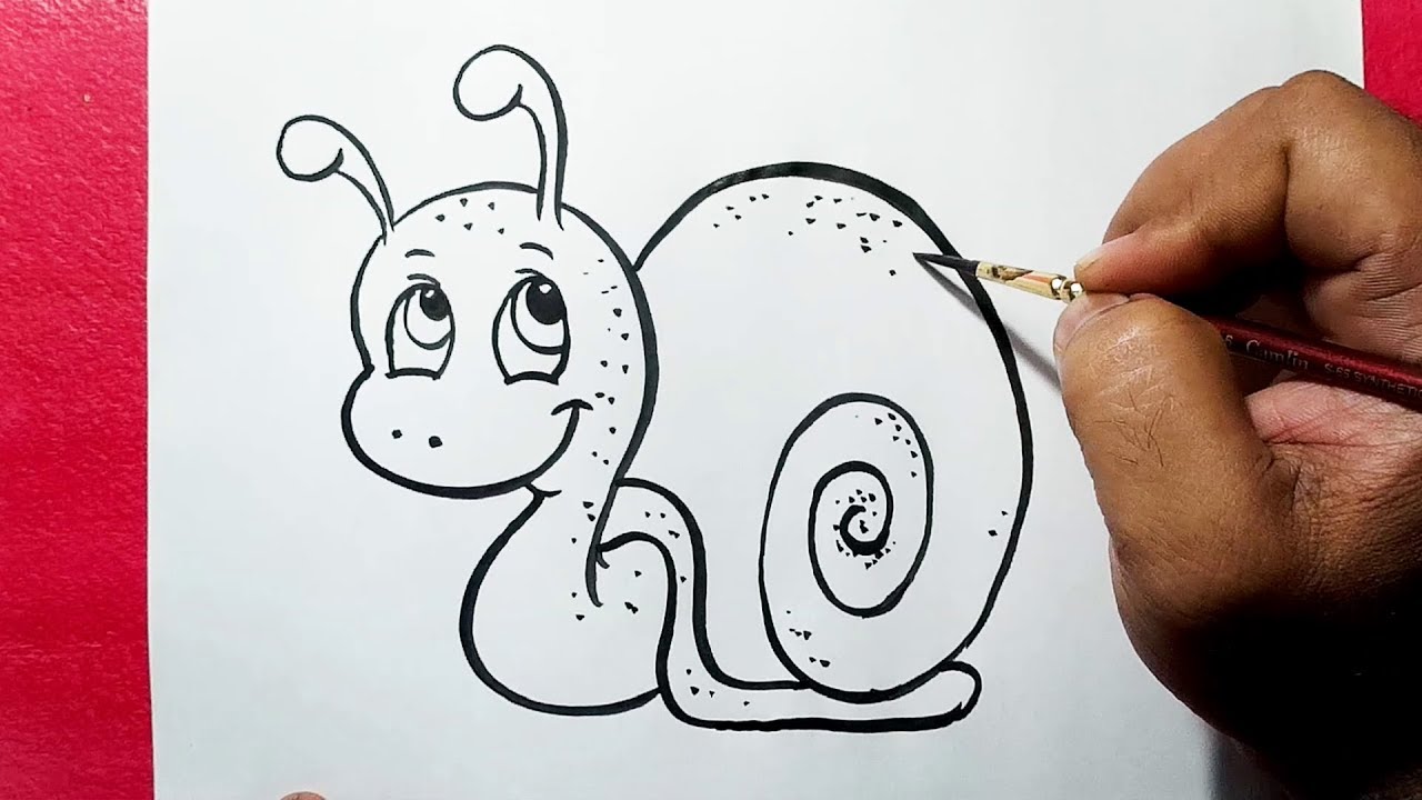 1280x720 How To Draw An Easy Snail Simple Line Drawing For Kids - Snail Line Drawing
