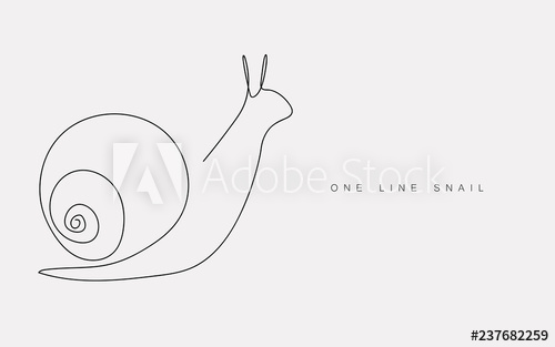 500x313 One Line Drawing Snail Animal Silhouette Icon Or Logo Isolated - Snail Line Drawing