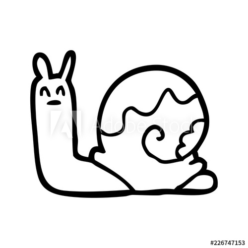 500x500 Line Drawing Cartoon Snail - Snail Line Drawing
