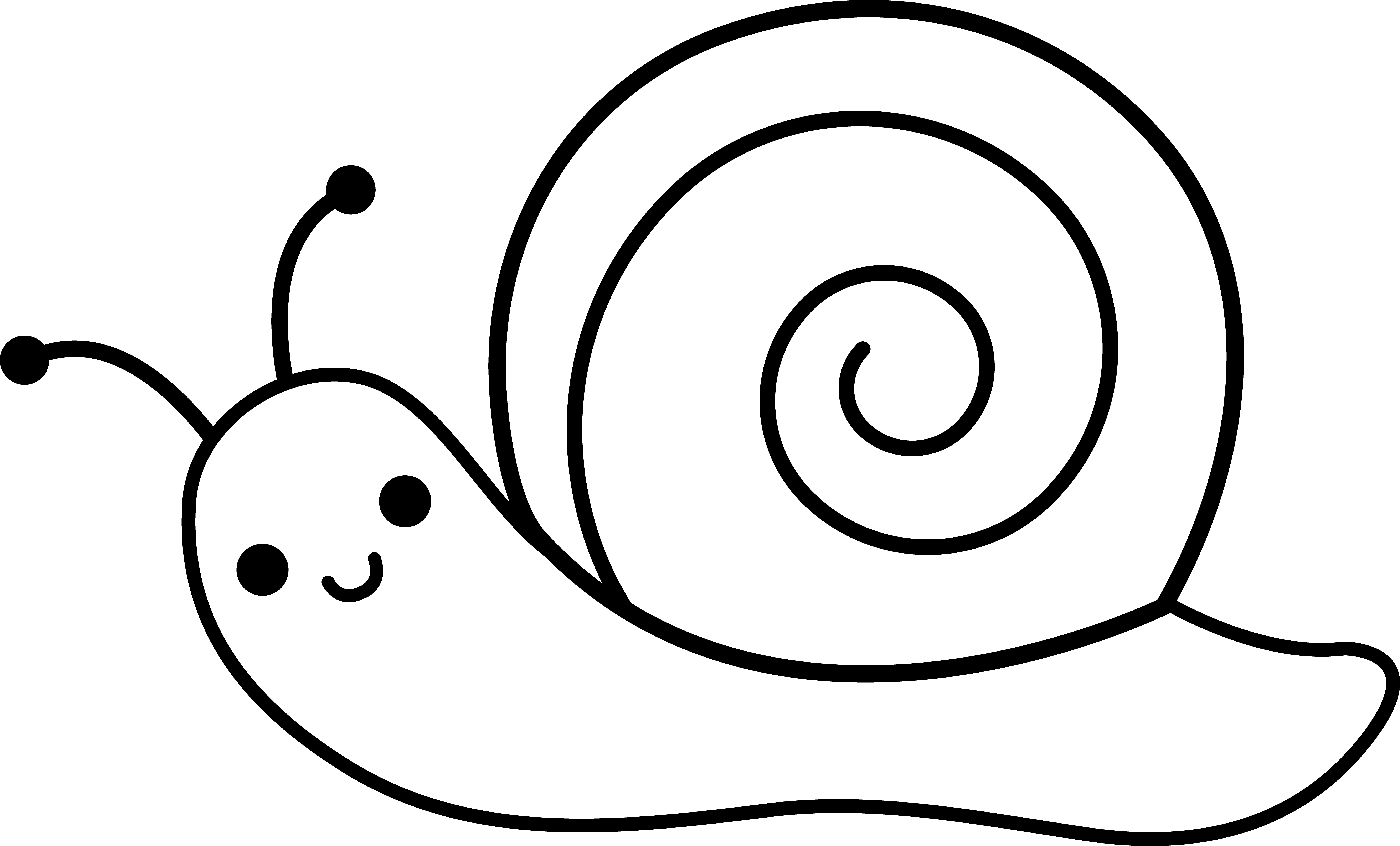 6728x4067 Cute Snail Line Art - Snail Line Drawing