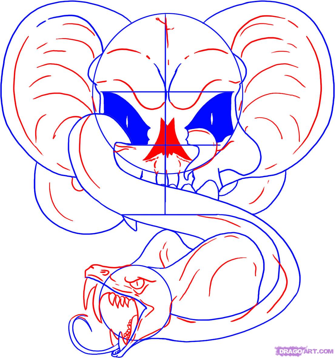 1105x1183 How To Draw A Snake Skull, Step - Snake And Skull Drawing