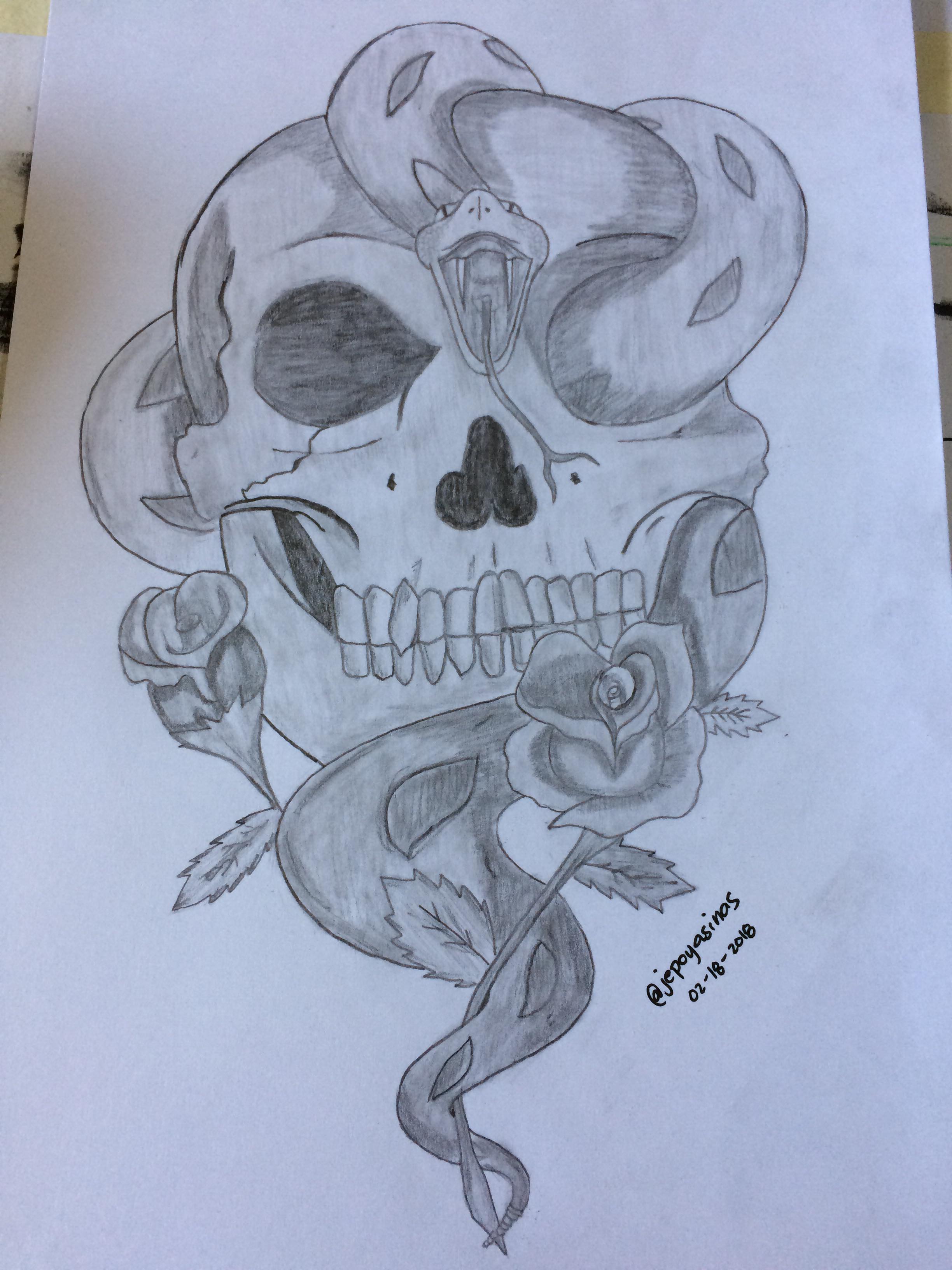 2448x3264 Artwork - Snake And Skull Drawing