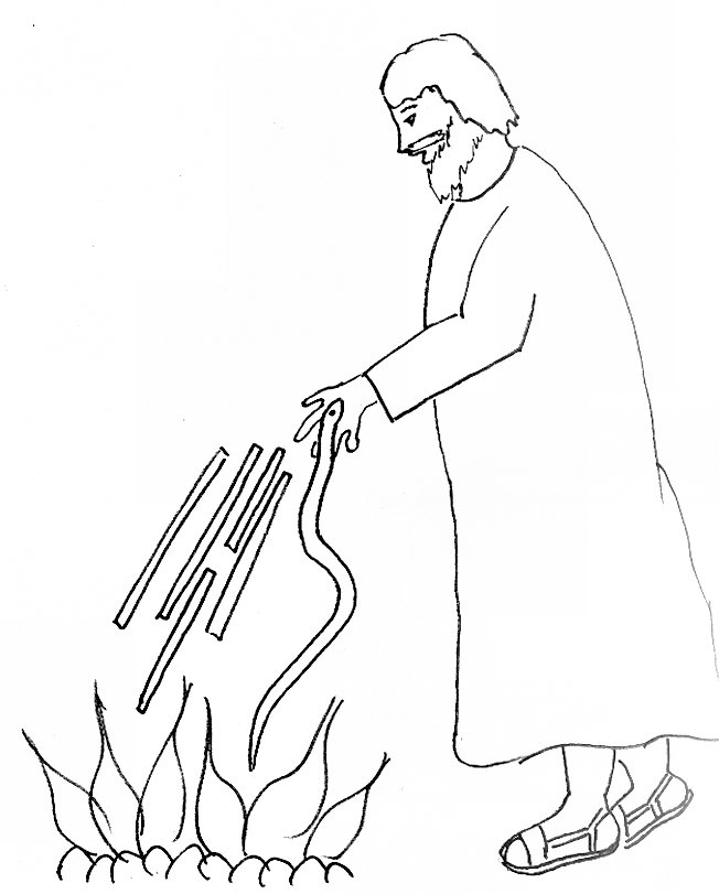 652x811 Bible Story Coloring - Snake Biting Drawing