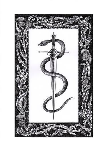 375x527 Nemo Me Impune Lacessit - Snake Drawing