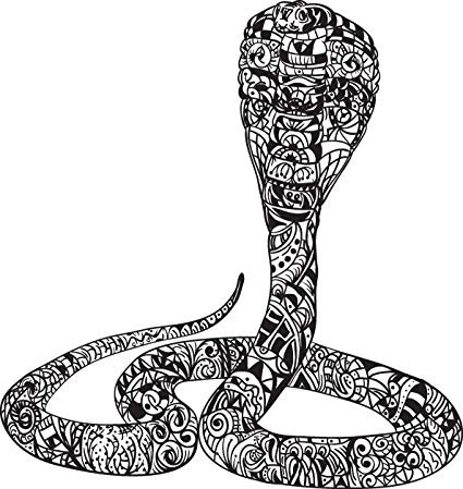 425x449 Black And White Tribal Print Cobra Snake Drawing Vinyl - Snake Drawing