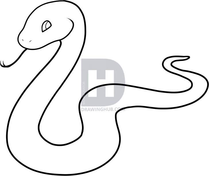729x613 How To Draw A Snake For Kids, Step - Snake Drawing For Kid