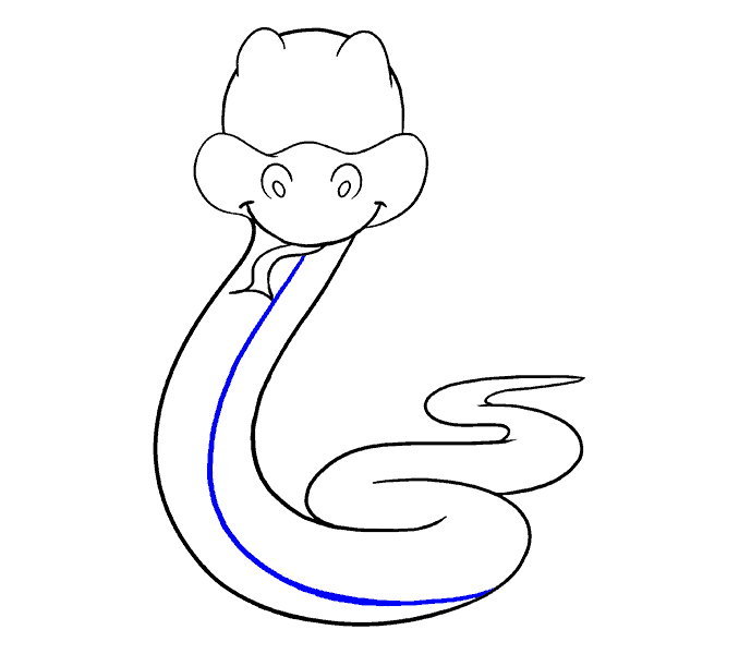 678x600 How To Draw A Cartoon Snake Easy Step - Snake Drawing Images