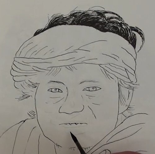 500x496 How To Draw A Snake Charmer In Pen And Ink Online Art Lessons - Snake Face Drawing