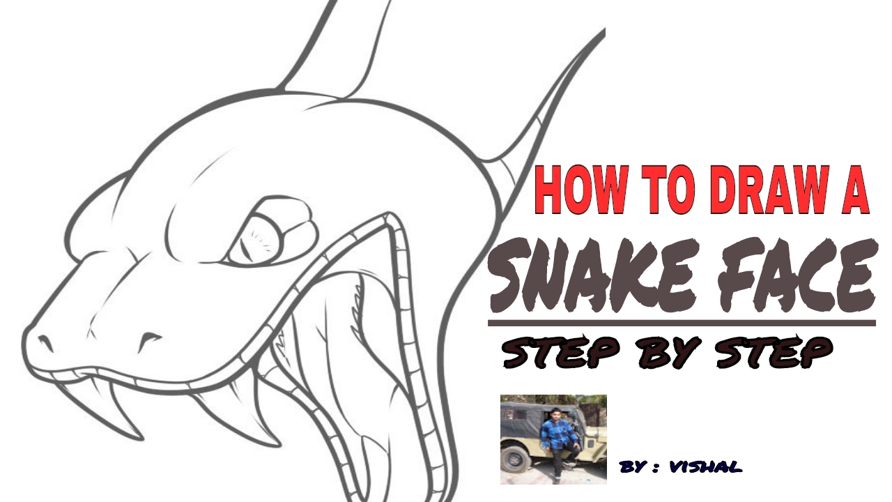 1280x720 Drawing Tutorial How To Draw Snake Face Step - Snake Face Drawing