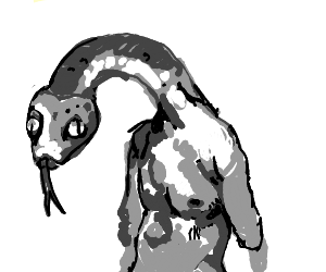 300x250 A Man With A Snake Head Drawing - Snake Head Drawing