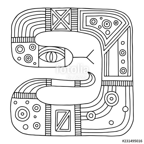 500x500 Vector Hand Drawn Black And White Illustration Of Isolated Snake - Snake Line Drawing