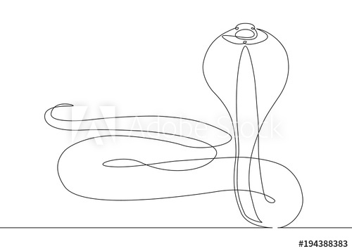 500x357 Continuous Line Drawing Snake Cobra - Snake Line Drawing