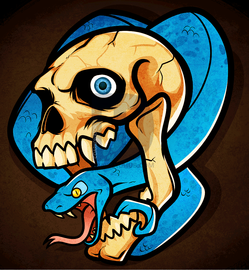 992x1075 How To Draw A Skull And Snake, Skull And Snake Tattoo, Step - Snake Skull Drawing