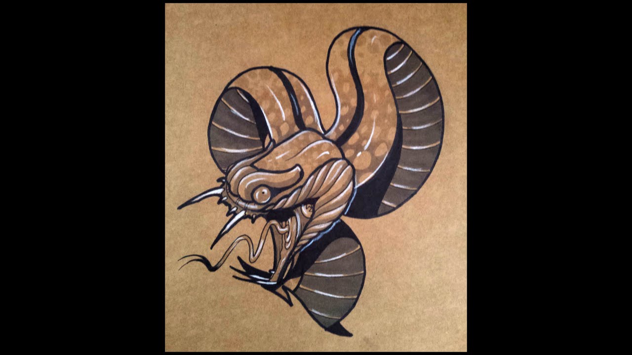 1280x720 How To Draw A Tattoo Style Snake - Snake Tattoo Drawing