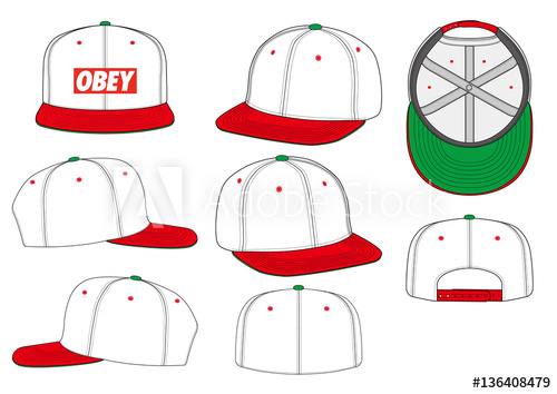 500x354 obey snapback fashion flat technical drawing template - Snapback Drawing