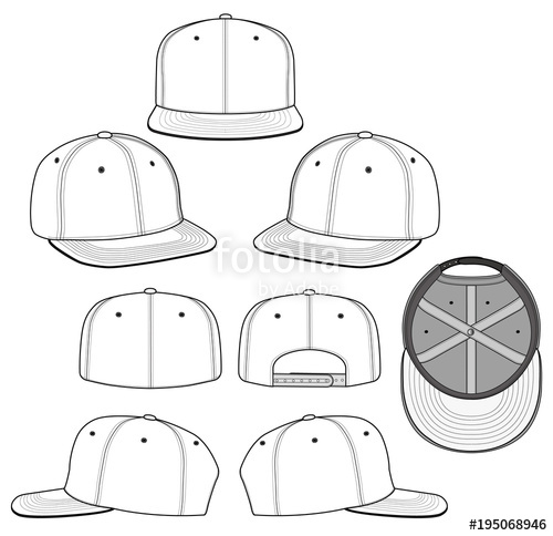 500x484 snapback fashion flat technical drawing template stock image - Snapback Drawing
