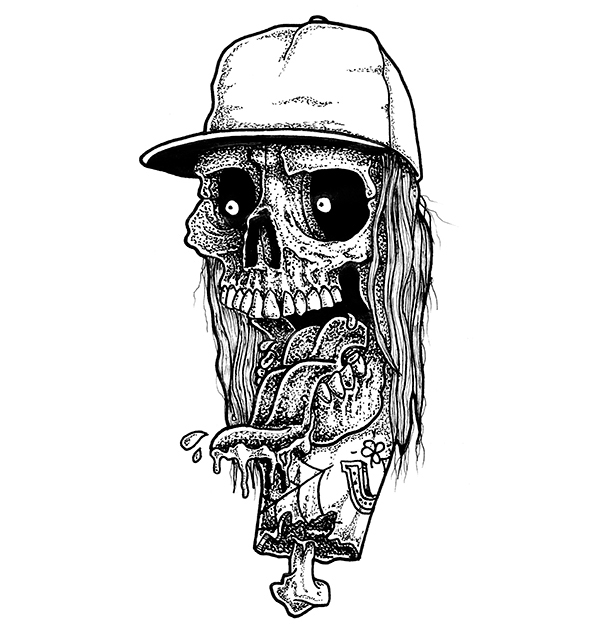 600x628 skulls with a snapback on pantone canvas gallery - Snapback Drawing