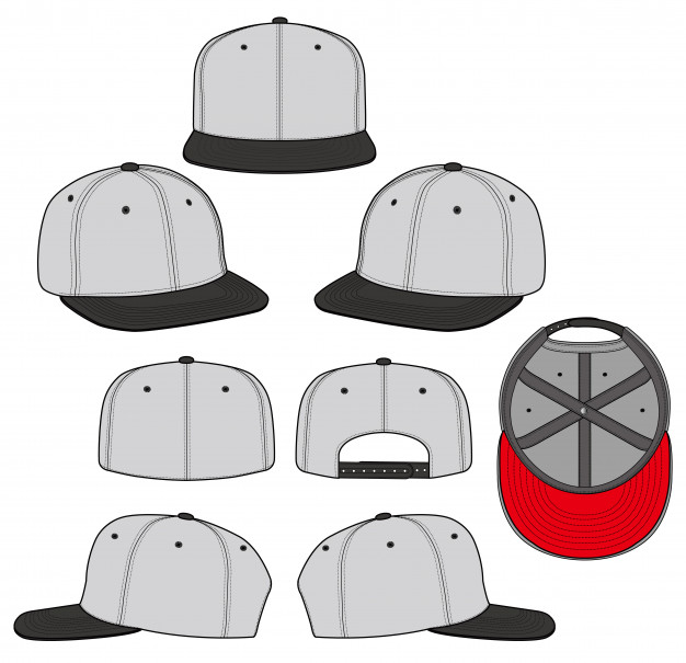 626x605 snapback cap set fashion flat technical drawing vector template - Snapback Drawing