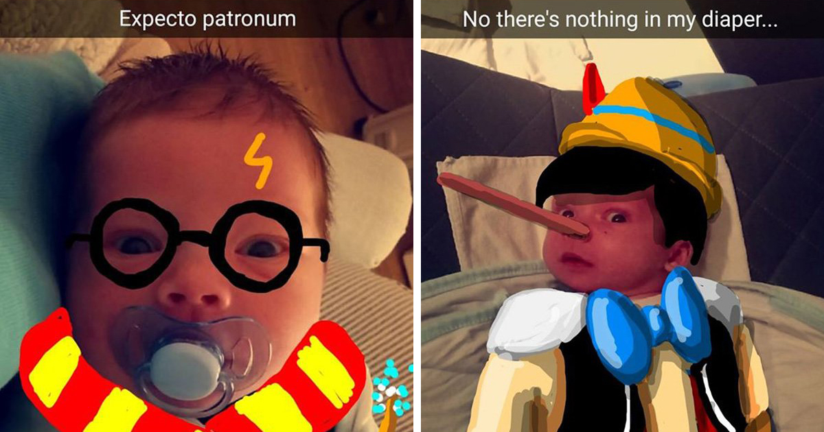 1200x630 Snapdad Dad Doodles On His Baby's Snapchat Pics And It's Adorable - Snapchat Filters Drawings