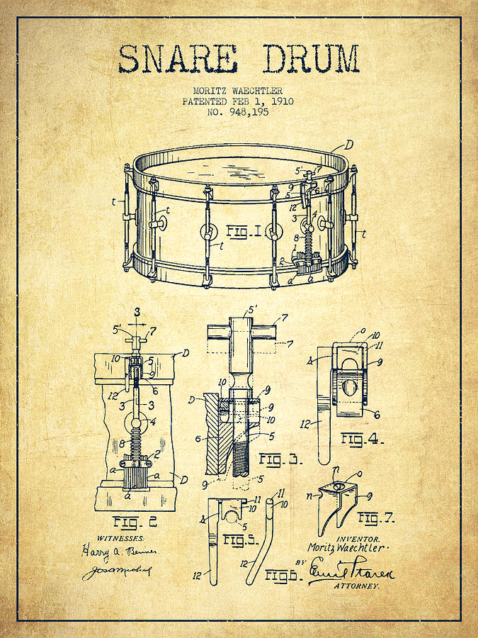 675x900 waechtler snare drum patent drawing - Snare Drum Drawing