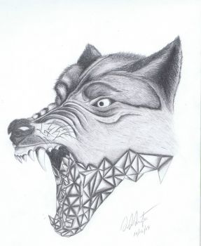 287x350 Artfido Buy Art Online Dark Wolf Snarling With Geometric Jaw - Snarling Wolf Drawing