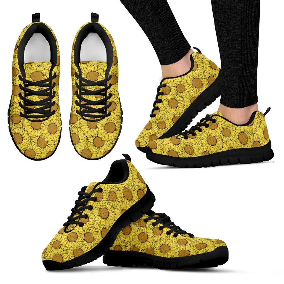 960x960 sunflower drawing print pattern black sneaker shoes for men women - Sneaker Drawing