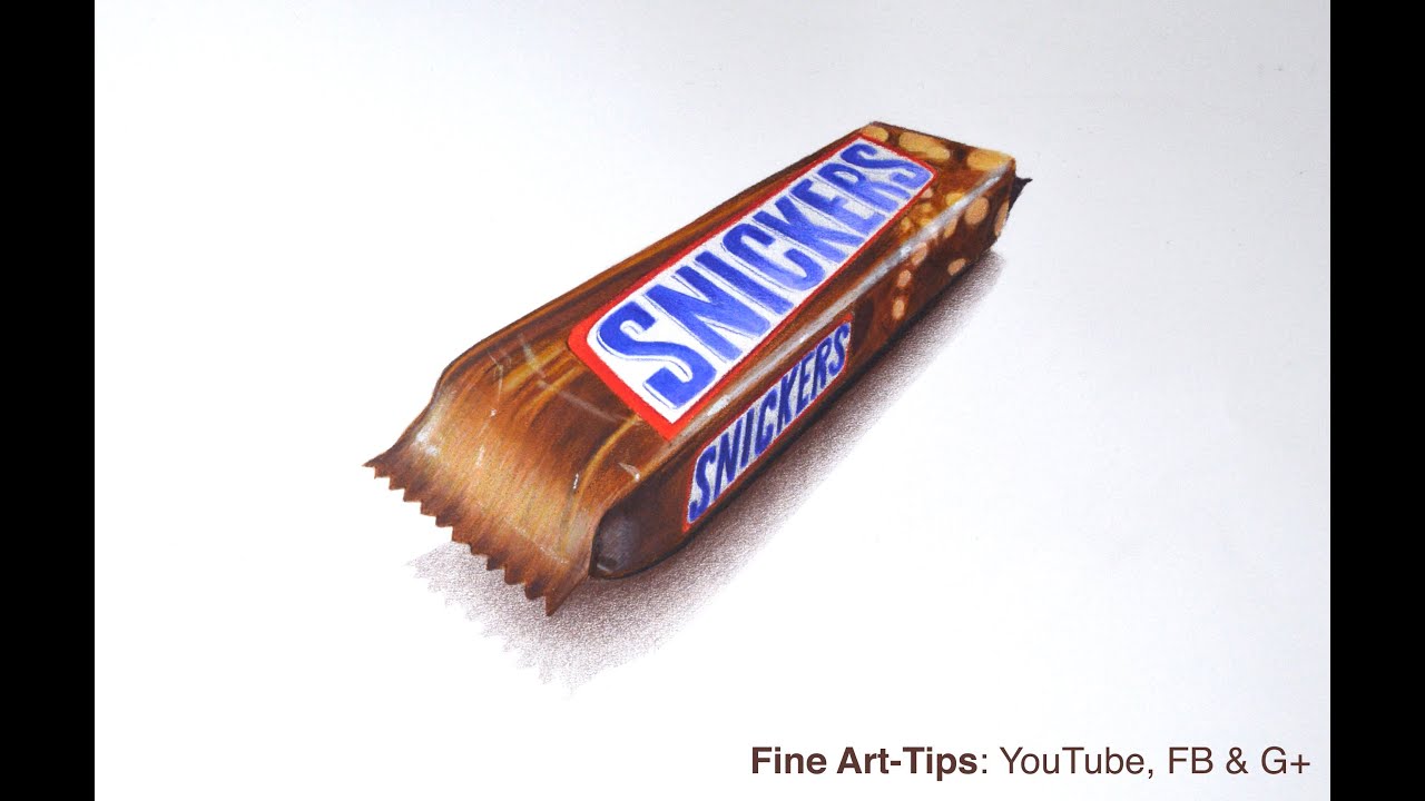 1280x720 How To Draw A Chocolate Snickers Bar With Color Pencils - Snickers Drawing