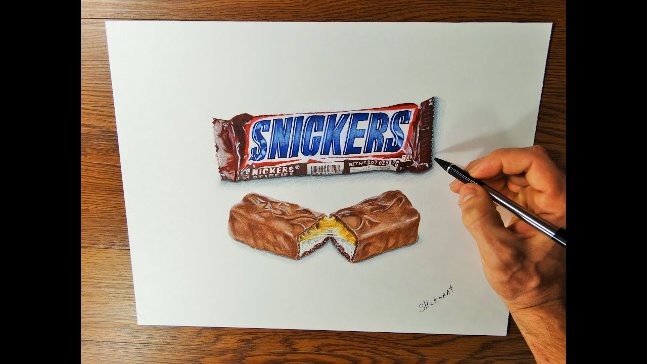 1280x720 Time Lapse Drawing Video How I Draw A Snickers Bar - Snickers Drawing