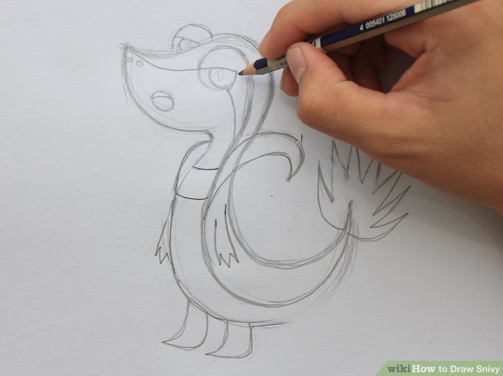 728x544 How To Draw Snivy Steps - Snivy Drawing