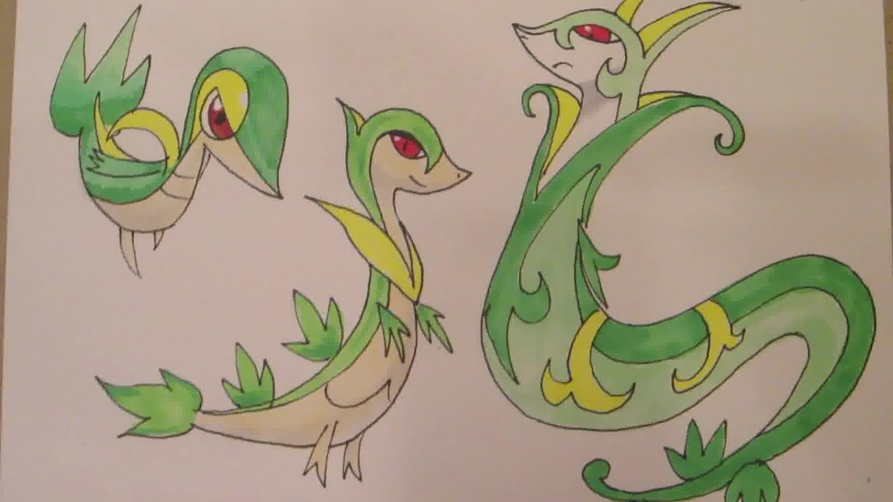 1280x720 How To Draw Pokemon Snivy, Servine - Snivy Drawing