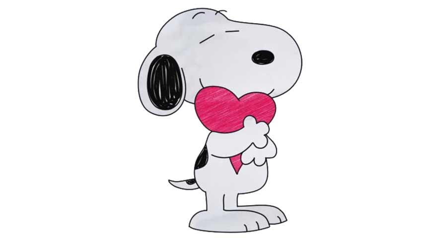 854x480 how to draw snoopy with love heart - Snoopy Drawing Pictures