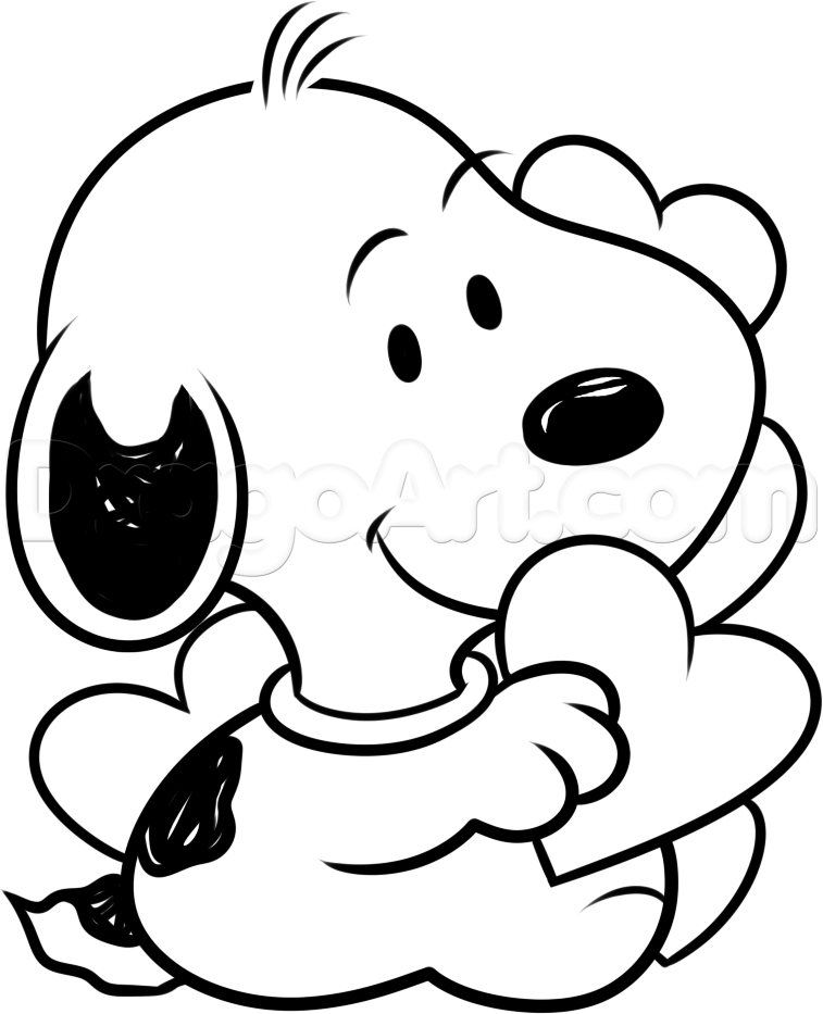757x933 how to draw valentine snoopy, step - Snoopy Drawing Pictures