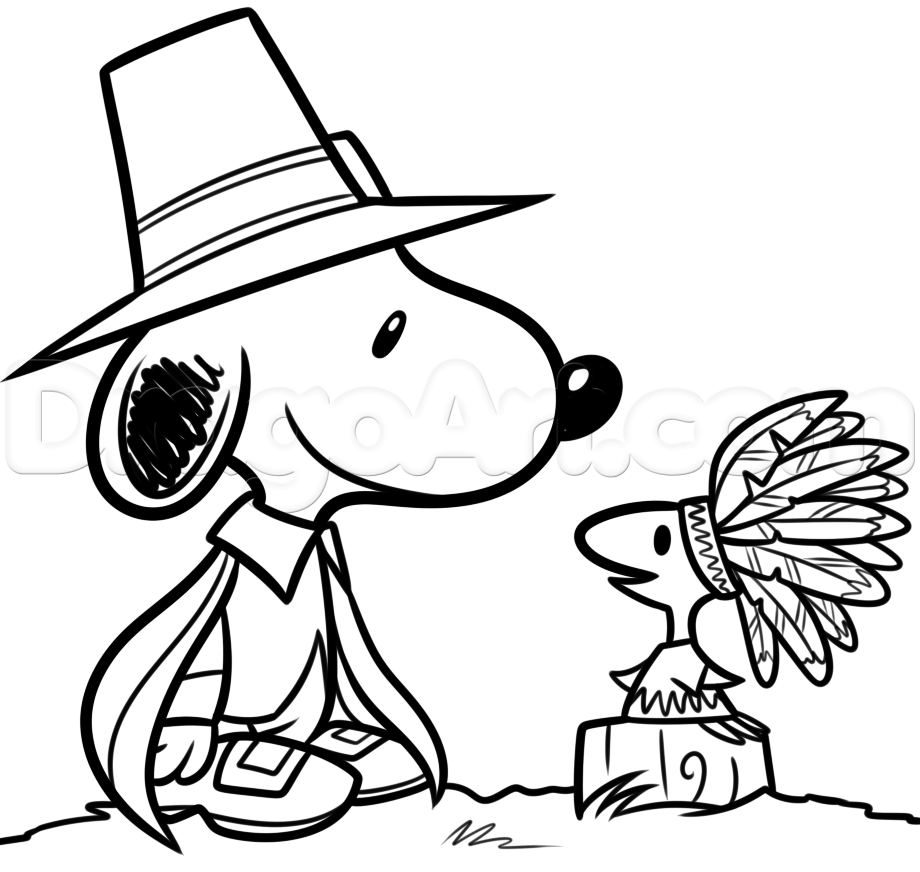 920x872 thanksgiving snoopy and woodstock drawing lesson, step - Snoopy Drawing Pictures