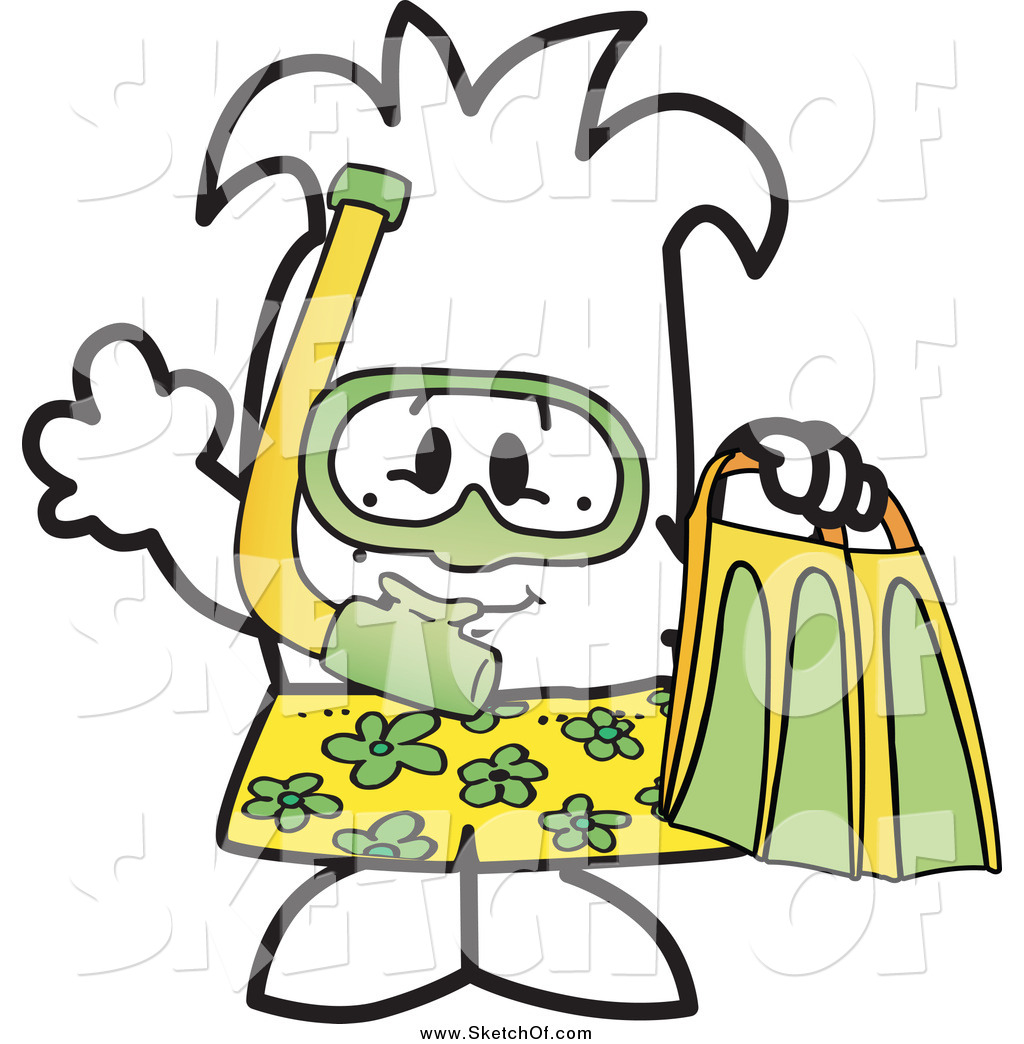 1024x1044 drawing of a squiggle sketched guy with snorkel gear - Snorkel Drawing