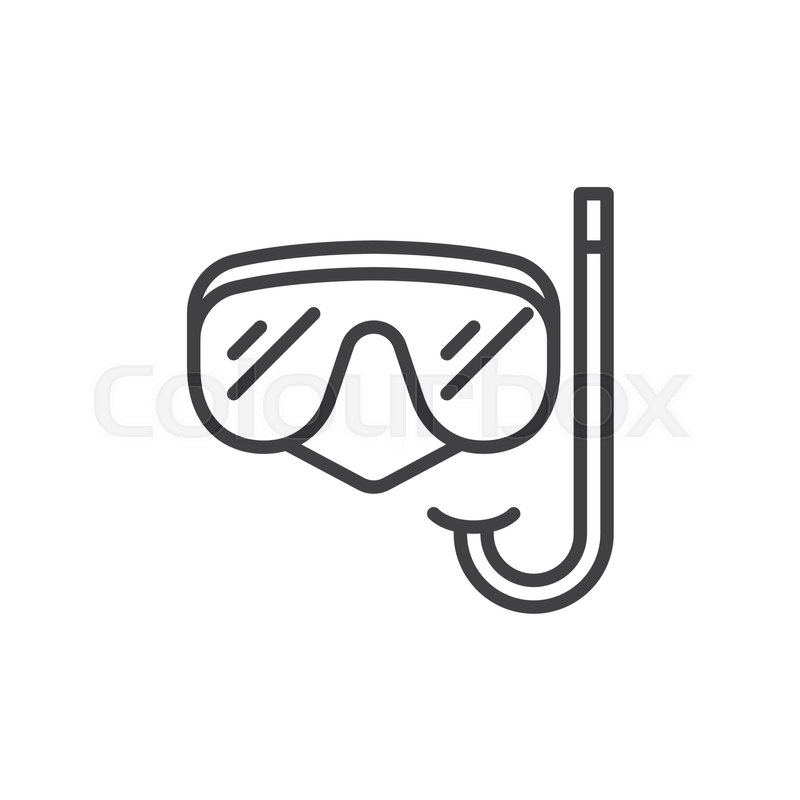 800x800 scuba mask and snorkel line icon, stock vector colourbox - Snorkel Drawing