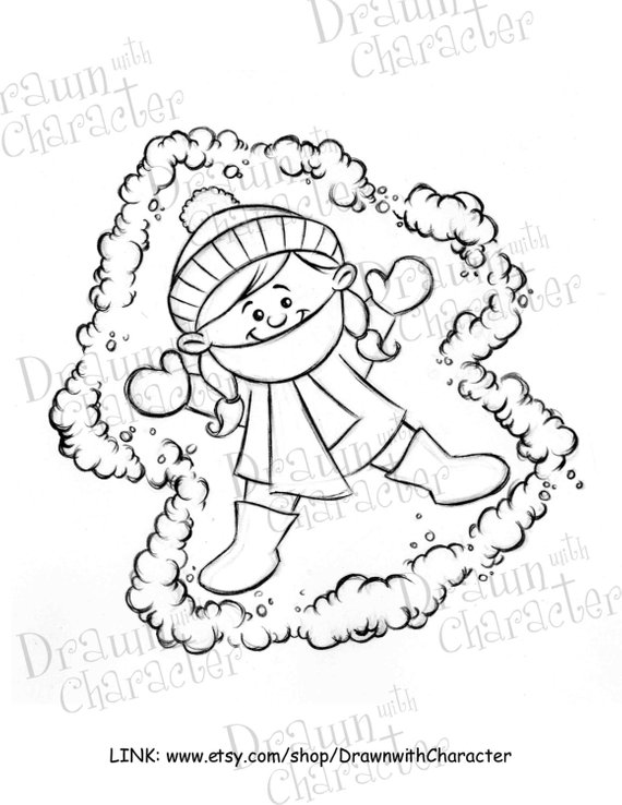 570x738 kid snow angel digital clip art kopykake image sn etsy - Snow Angel Drawing