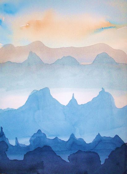 410x559 How To Paint A Scene Of Majestic Mountains In Watercolor - Snow Capped Mountain Drawing