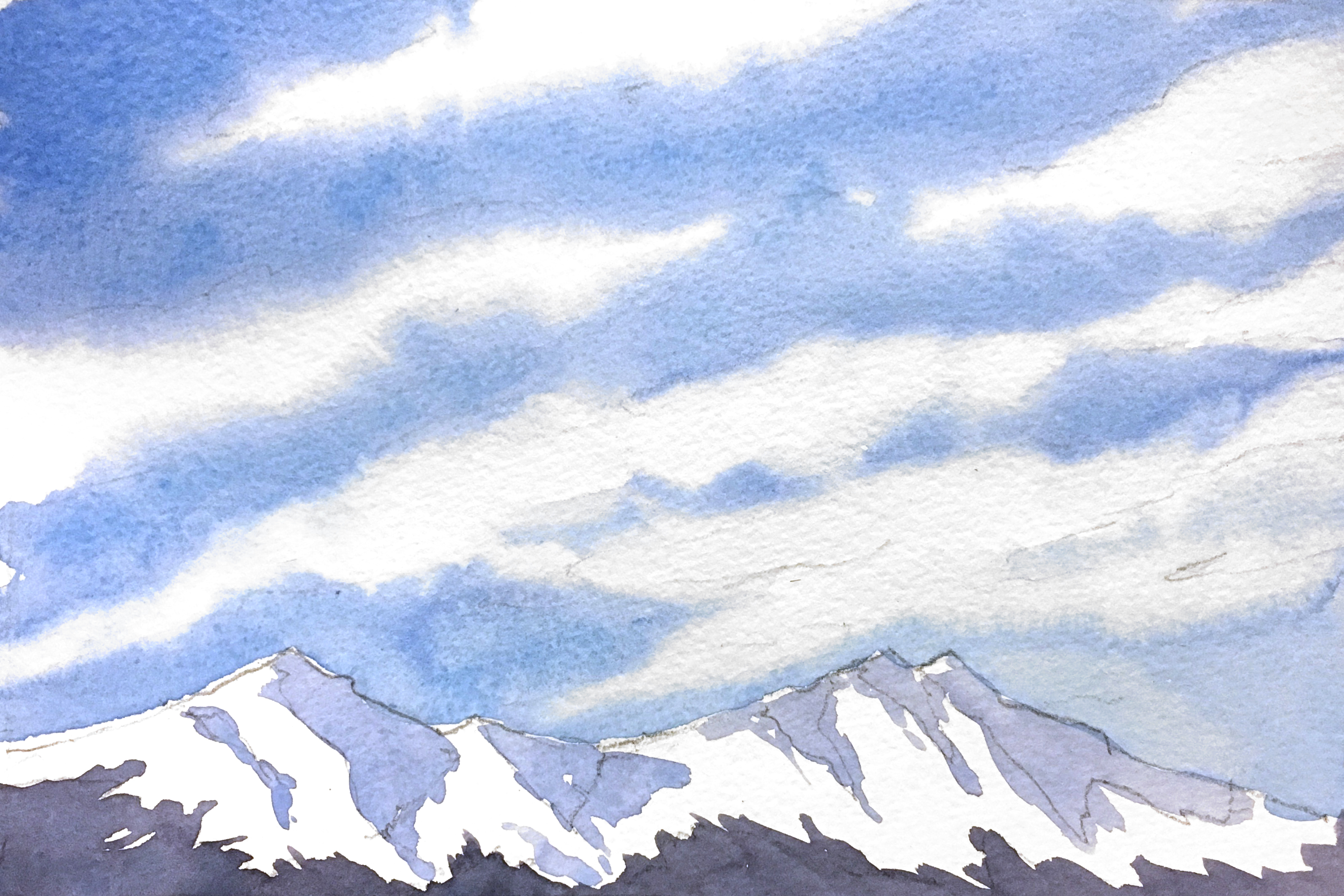 3190x2127 painting a sky with wispy cirrus clouds snow capped mountains - Snow Capped Mountain Drawing