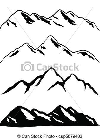 337x470 Vectors Of Snowy Mountain Peaks - Snow Capped Mountain Drawing