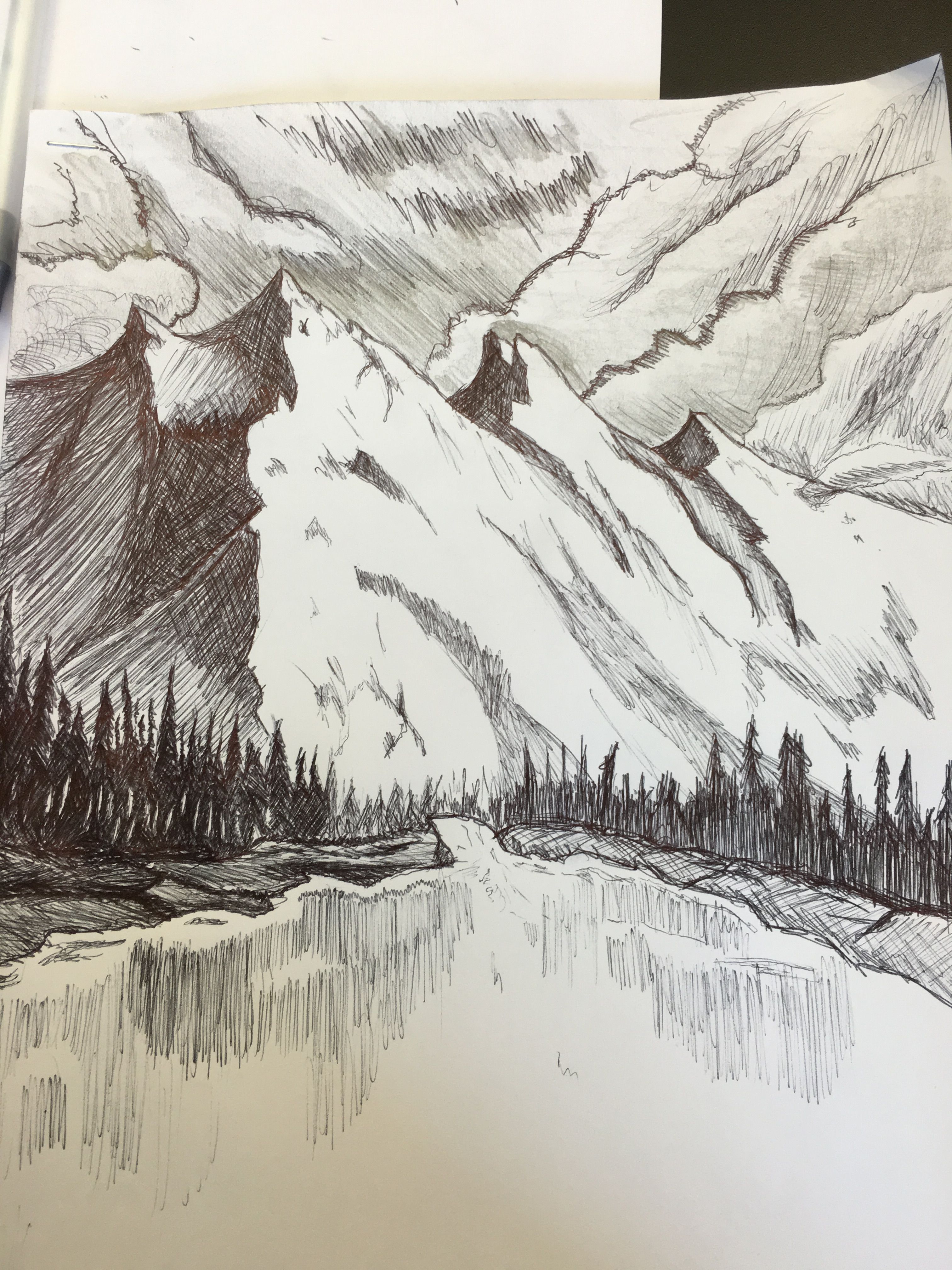 3024x4032 snow capped mountains drawing - Snow Capped Mountain Drawing