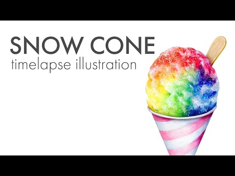 480x360 rainbow snow cone illustration timelapse mixed media drawing - Snow Cone Drawing