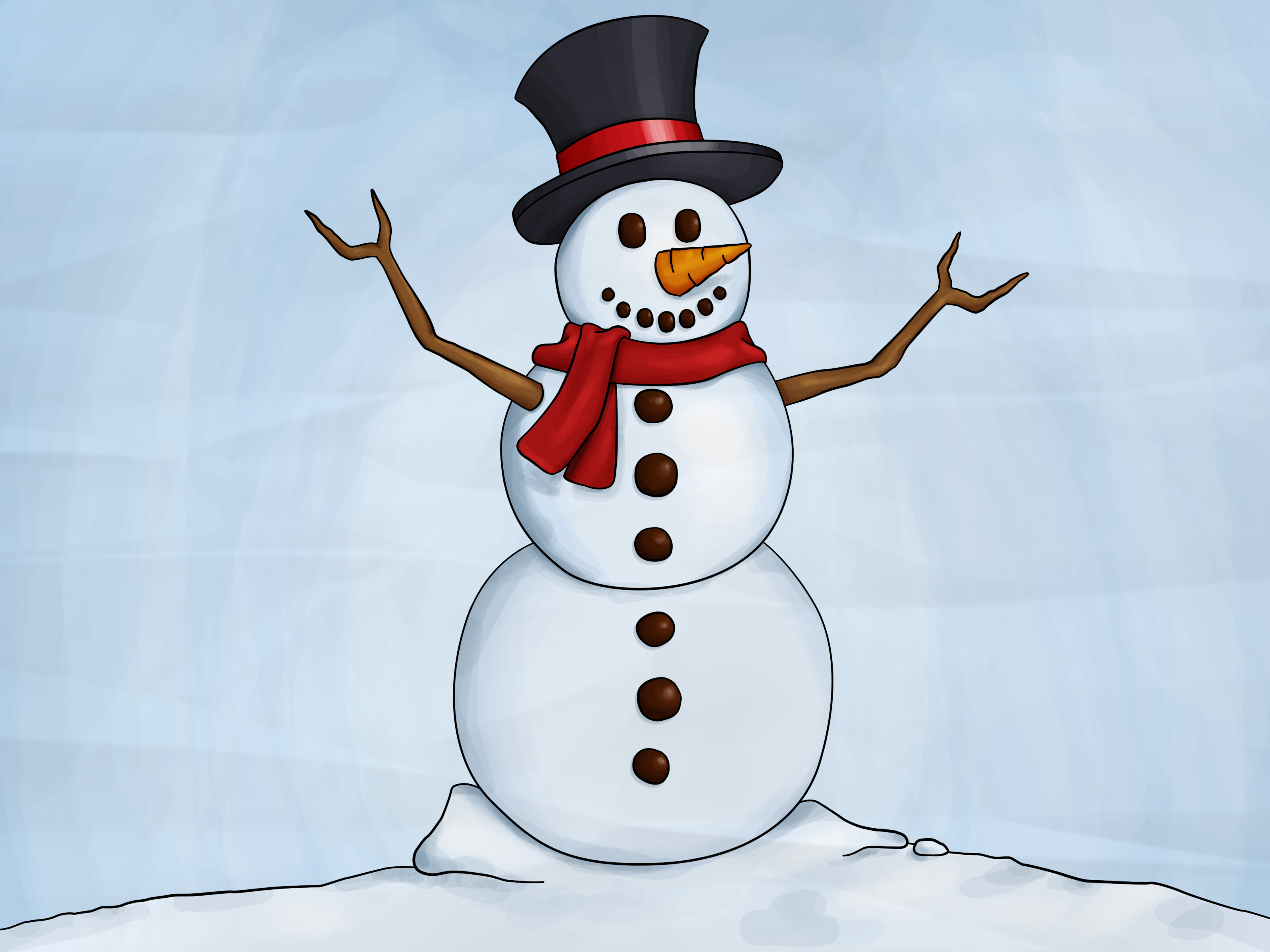3200x2400 How To Draw A Snowman Steps - Snow Drawing