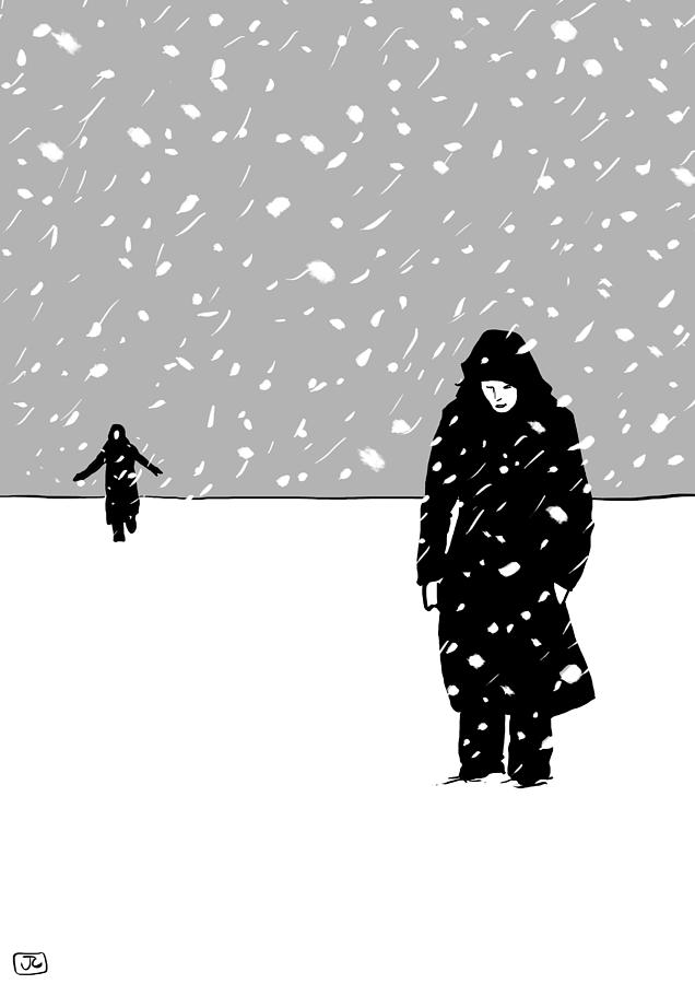 636x900 In The Snow Digital Art - Snow Drawing