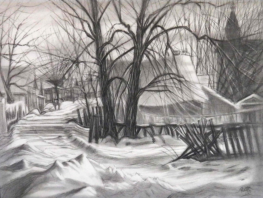 900x679 Snow Scene Drawing - Snow Drawing