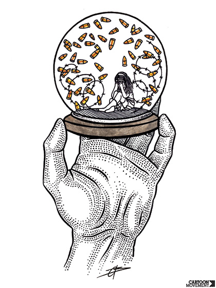 420x560 cartoon movement - Snow Globe Drawing