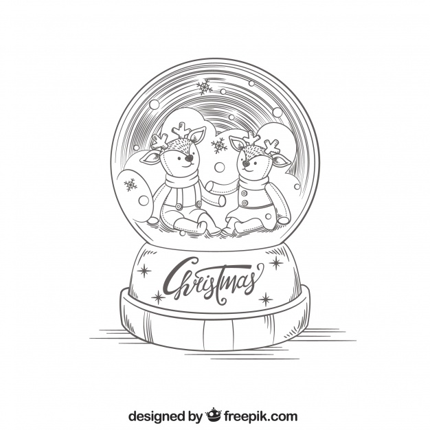 626x626 Christmas Snowglobe Sketch Vector Free Download - Snow Globe Drawing